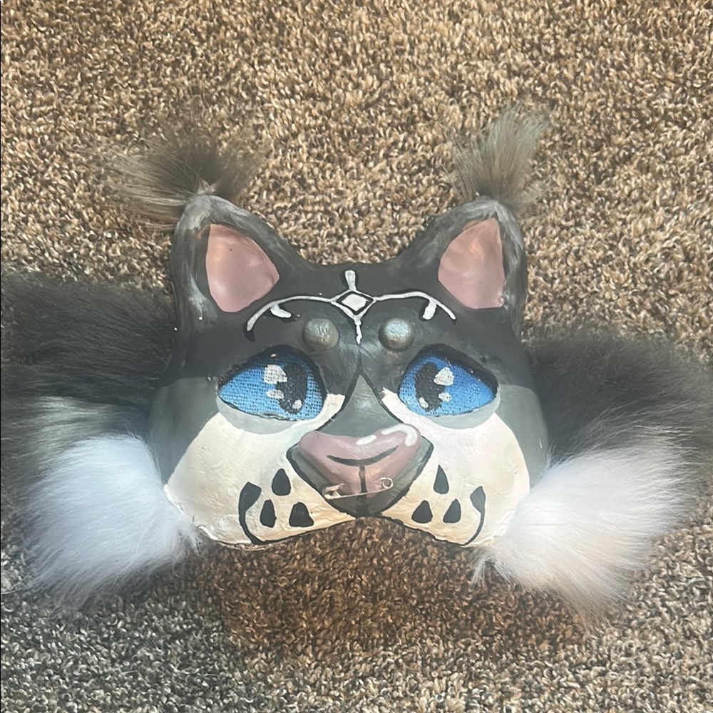 Gray and White Cat Mask